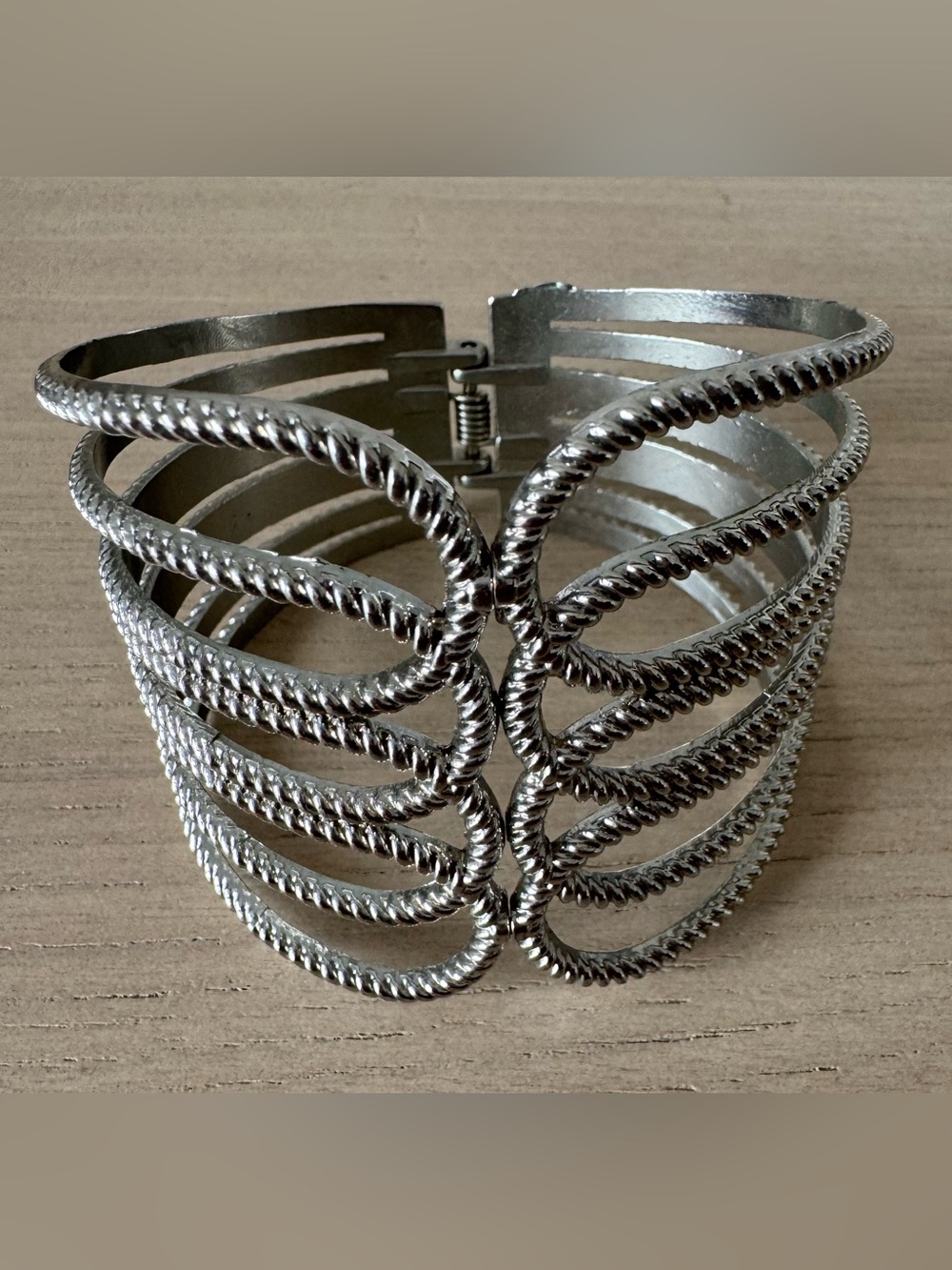New York & Company Silver-Tone Spring Hinge Bracelet